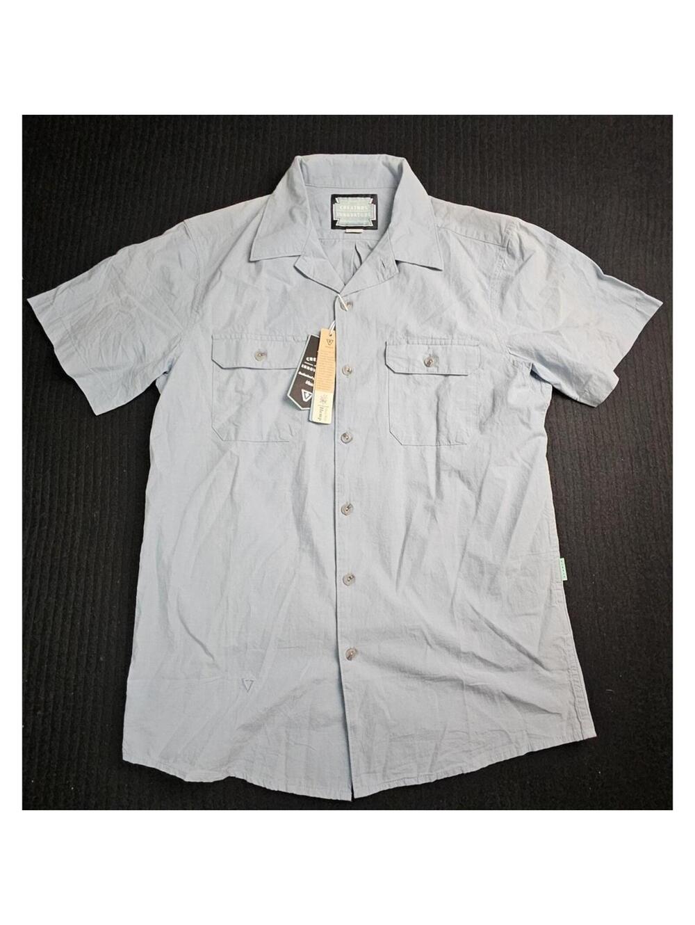 Vissla Creators Eco SS Work Shirt Mens Small Blue Hemp Organic Cotton NWT